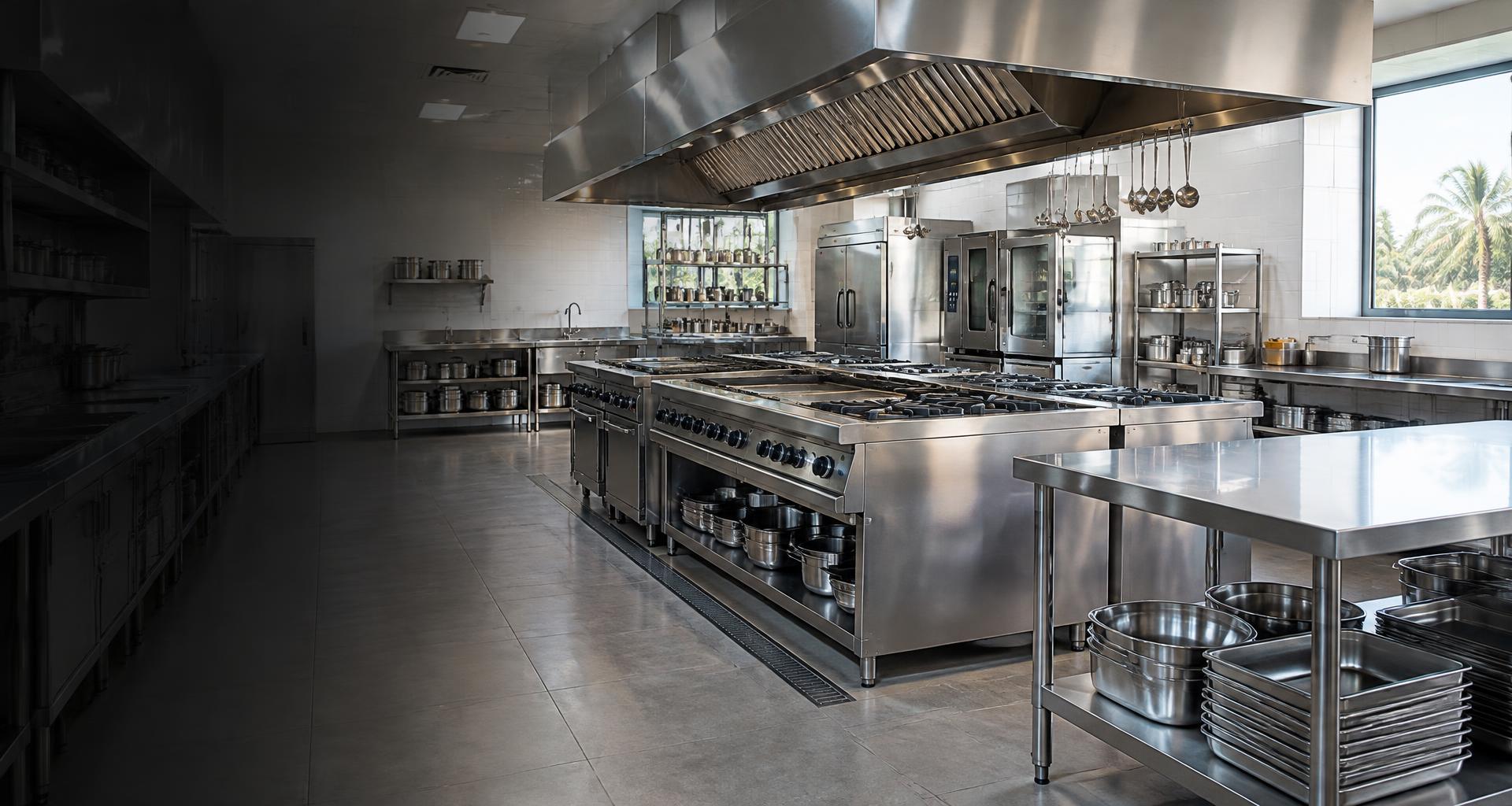 Professional stainless steel commercial kitchen